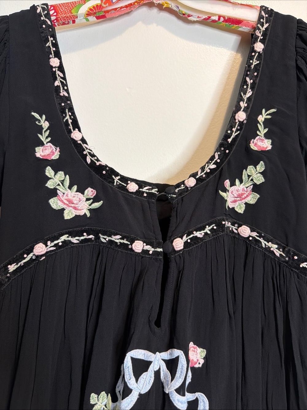 For Love & Lemons Rosemarie Embroidered Floral Bows Coquette Beaded Maxi Dress M - Picture 12 of 12